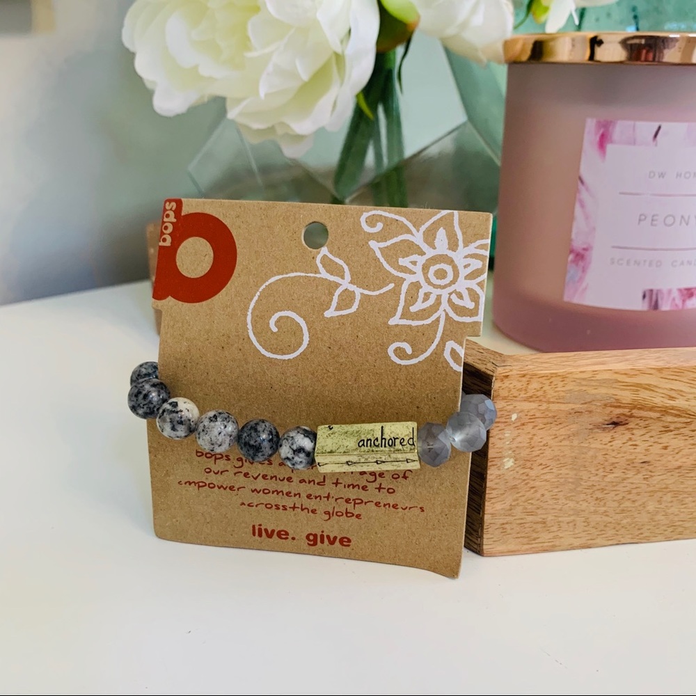NWT Bops Anchored Crystal and Stone Bracelet